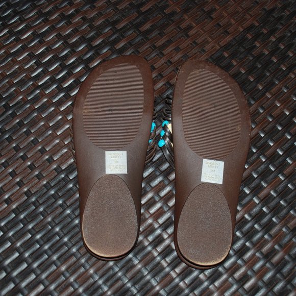 New Chadwicks Turquoise and Shell Beaded Sandal - Picture 5 of 7